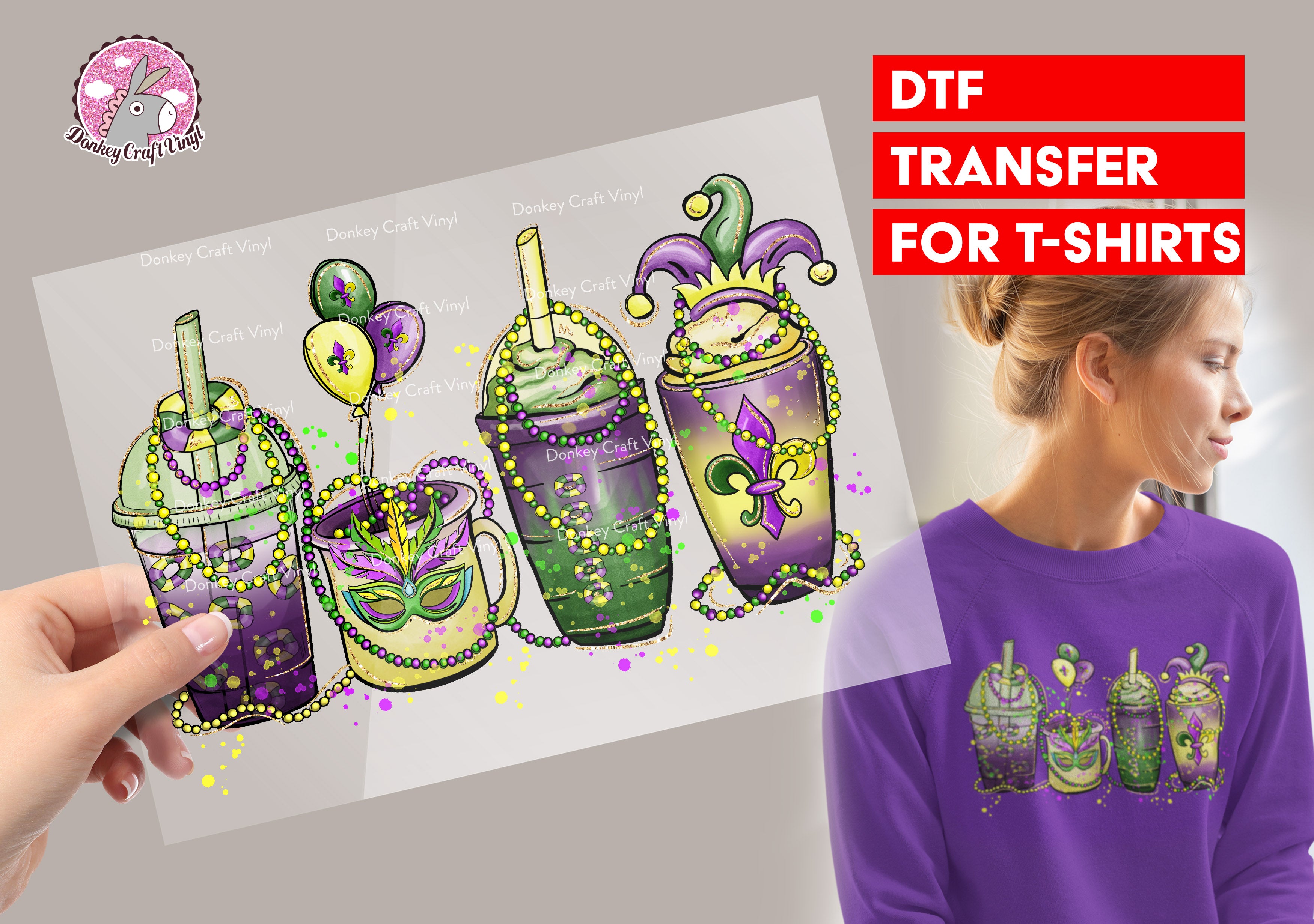 Mardi Gras Coffee DTF Transfer for T-shirts, Hoodies, Heat Transfer, R –  Donkey Craft Vinyl